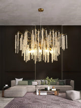 Elegant Wisteria Crystal Flower Branch Chandelier Gold G9 LED Ceiling Light Fixture