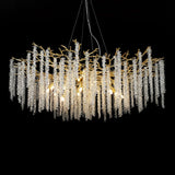 Elegant Wisteria Crystal Flower Branch Chandelier Gold G9 LED Ceiling Light Fixture