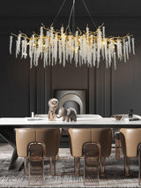 Elegant Wisteria Crystal Flower Branch Chandelier Gold G9 LED Ceiling Light Fixture