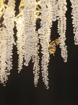 Elegant Wisteria Crystal Flower Branch Chandelier Gold G9 LED Ceiling Light Fixture