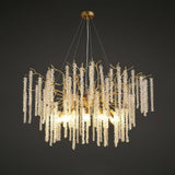 Elegant Wisteria Crystal Flower Branch Chandelier Gold G9 LED Ceiling Light Fixture
