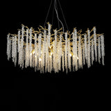 Elegant Wisteria Crystal Flower Branch Chandelier Gold G9 LED Ceiling Light Fixture