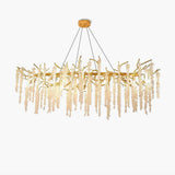 Elegant Wisteria Crystal Flower Branch Chandelier Gold G9 LED Ceiling Light Fixture