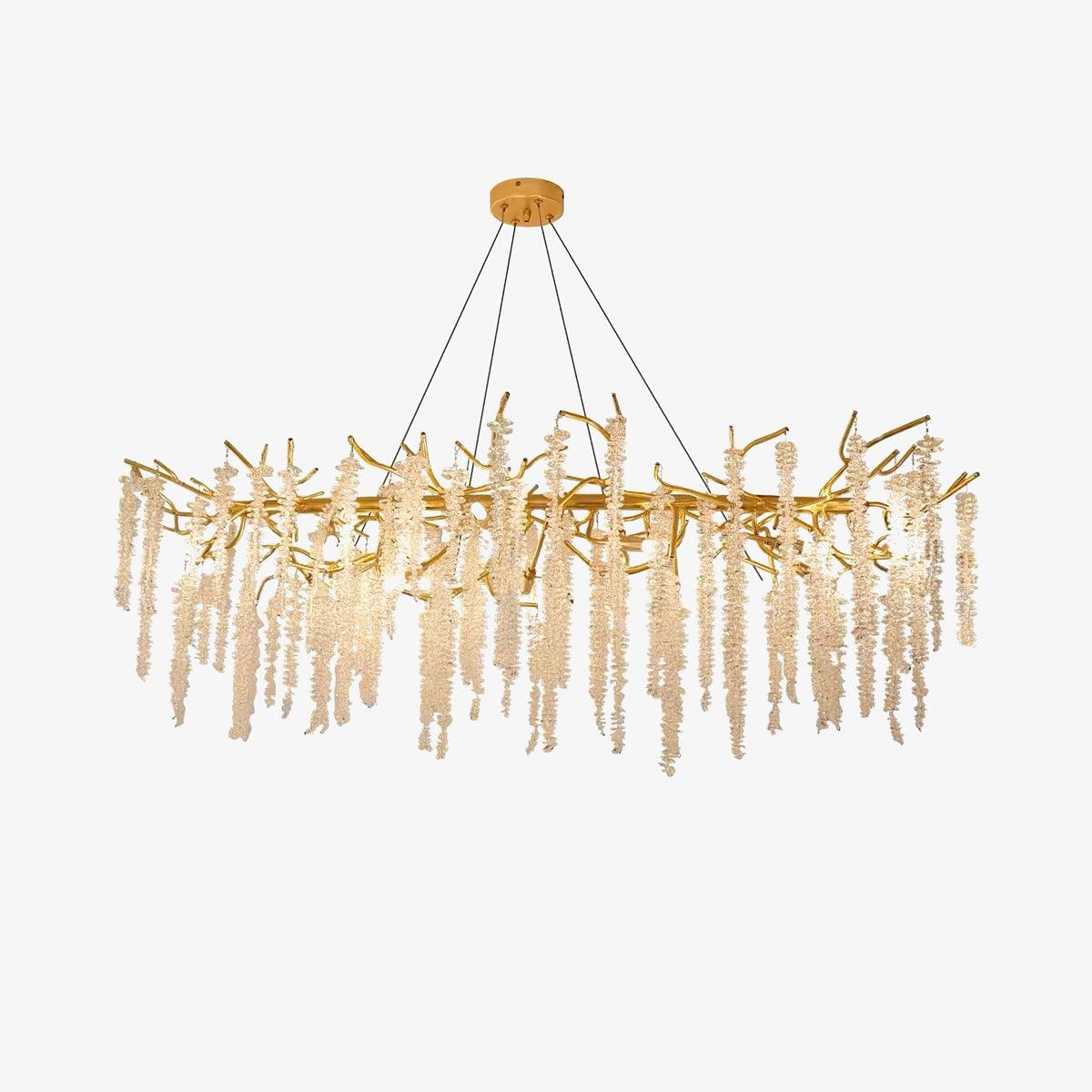 Elegant Wisteria Crystal Flower Branch Chandelier Gold G9 LED Ceiling Light Fixture