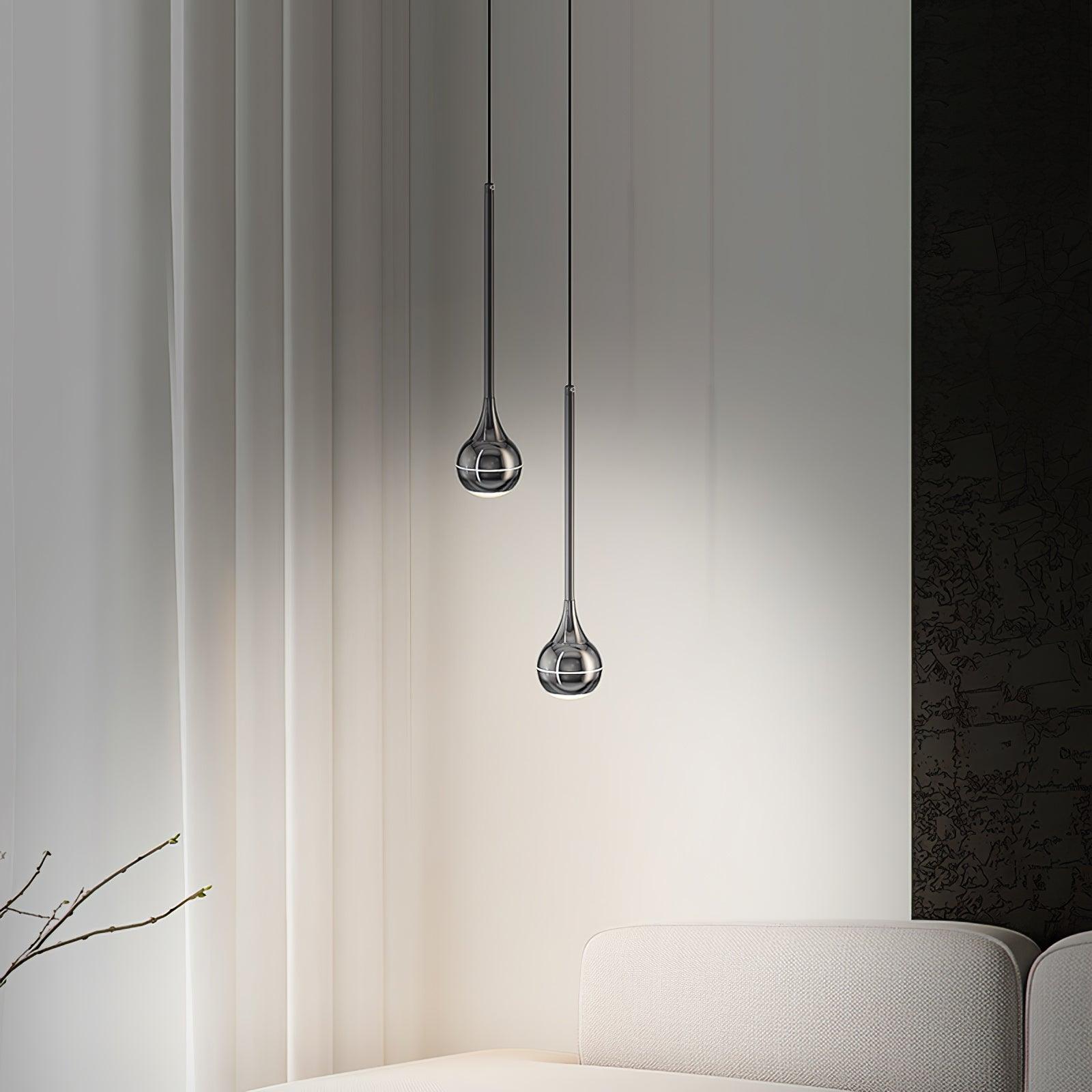 Elie Modern LED Droplight Pendant Lamp with Minimalist Black Aluminum and Acrylic Diffuser