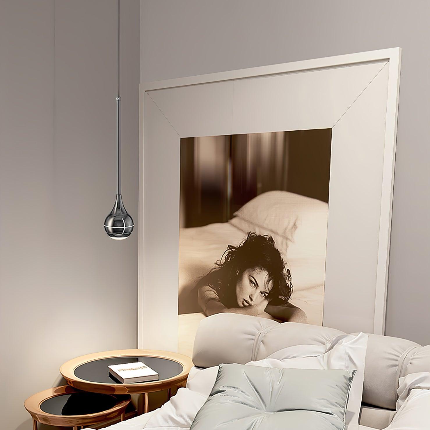 Elie Modern LED Droplight Pendant Lamp with Minimalist Black Aluminum and Acrylic Diffuser