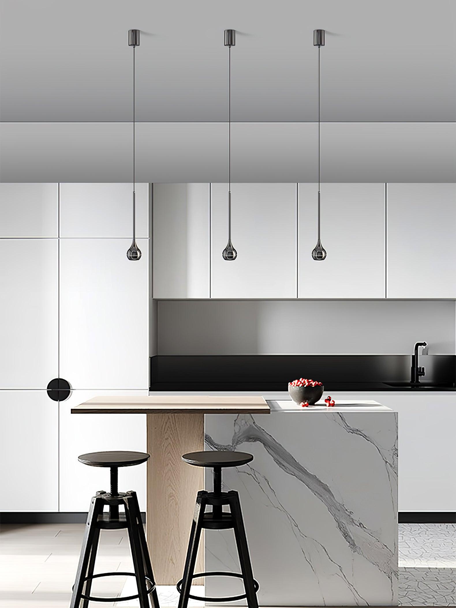 Elie Modern LED Droplight Pendant Lamp with Minimalist Black Aluminum and Acrylic Diffuser