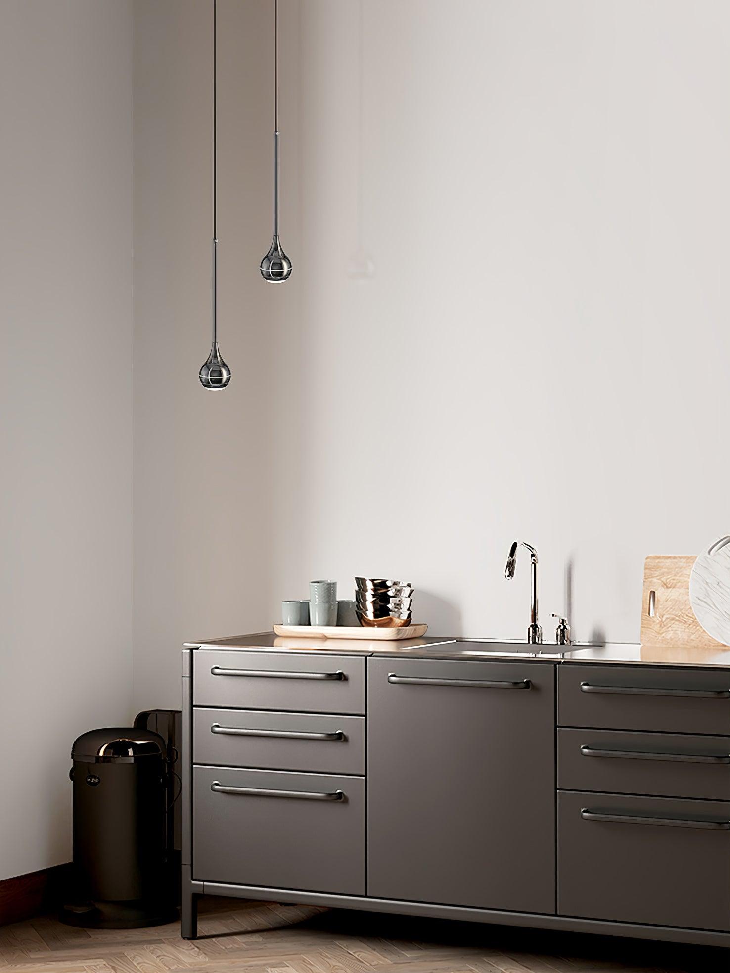 Elie Modern LED Droplight Pendant Lamp with Minimalist Black Aluminum and Acrylic Diffuser
