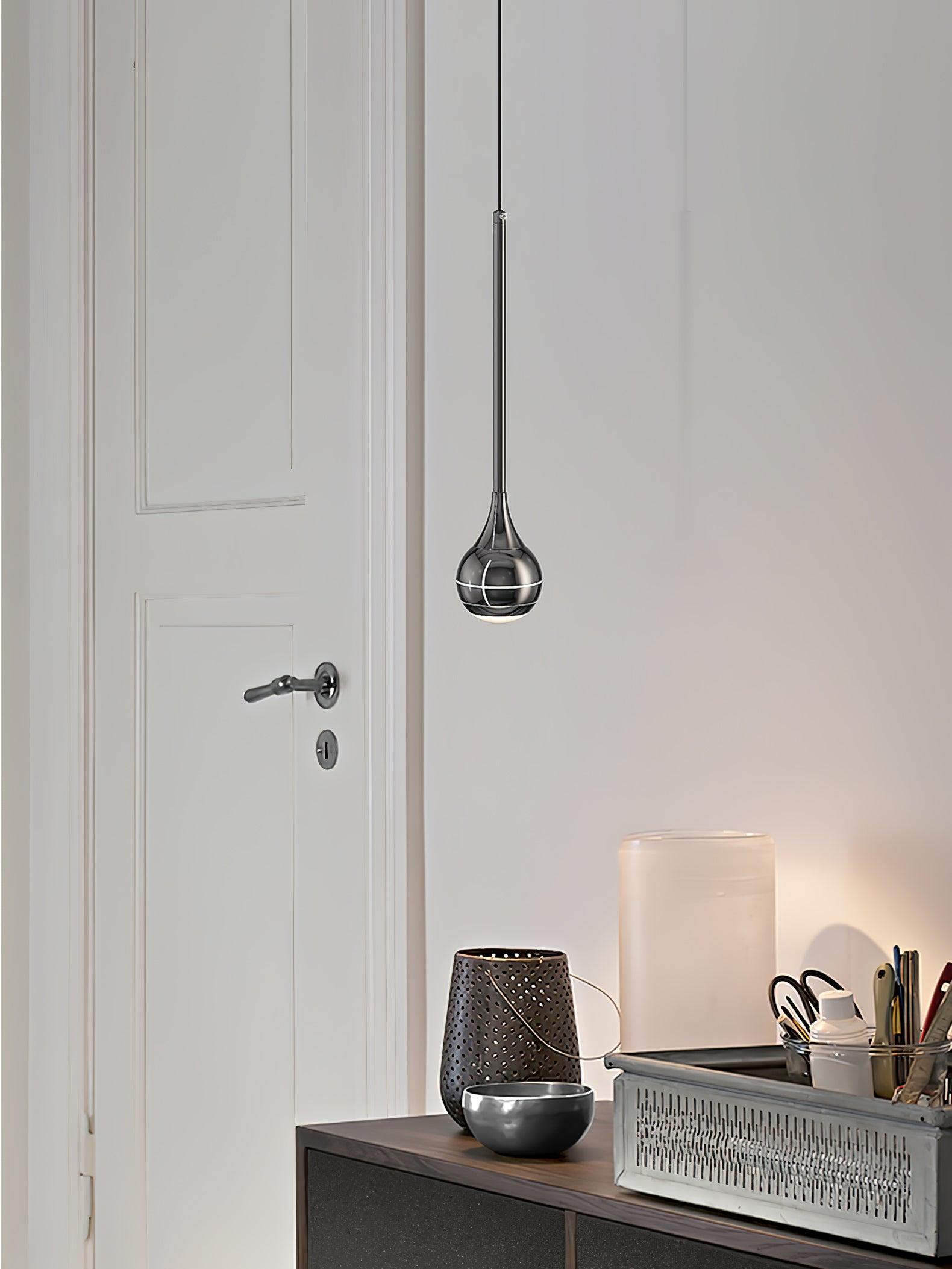 Elie Modern LED Droplight Pendant Lamp with Minimalist Black Aluminum and Acrylic Diffuser