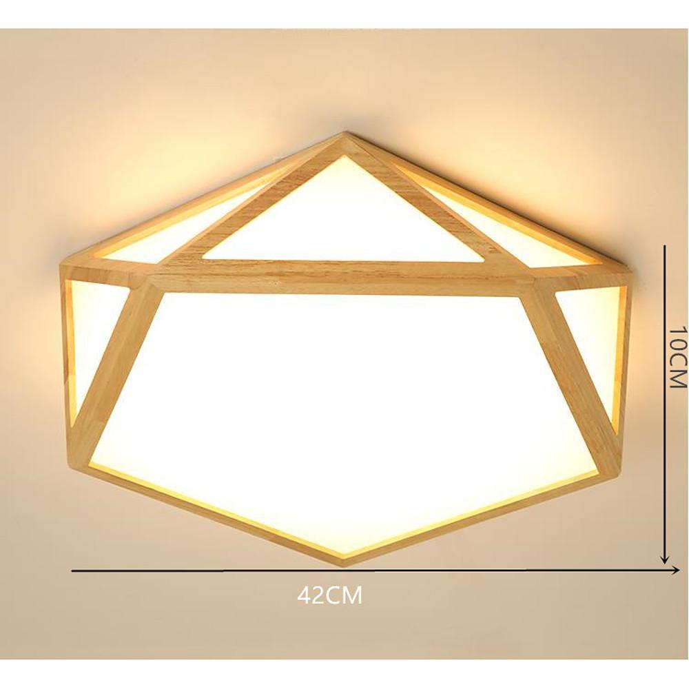 Geometric Rustic Bamboo LED Flush Mount Ceiling Light Modern Wood Indoor Fixture