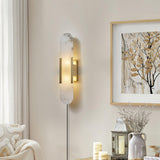 Elongated Alabaster Wall Sconce Plug In Bracket Light for Modern Home Decor