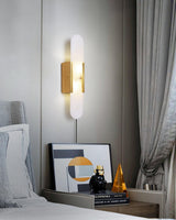 Elongated Alabaster Wall Sconce Plug In Bracket Light for Modern Home Decor