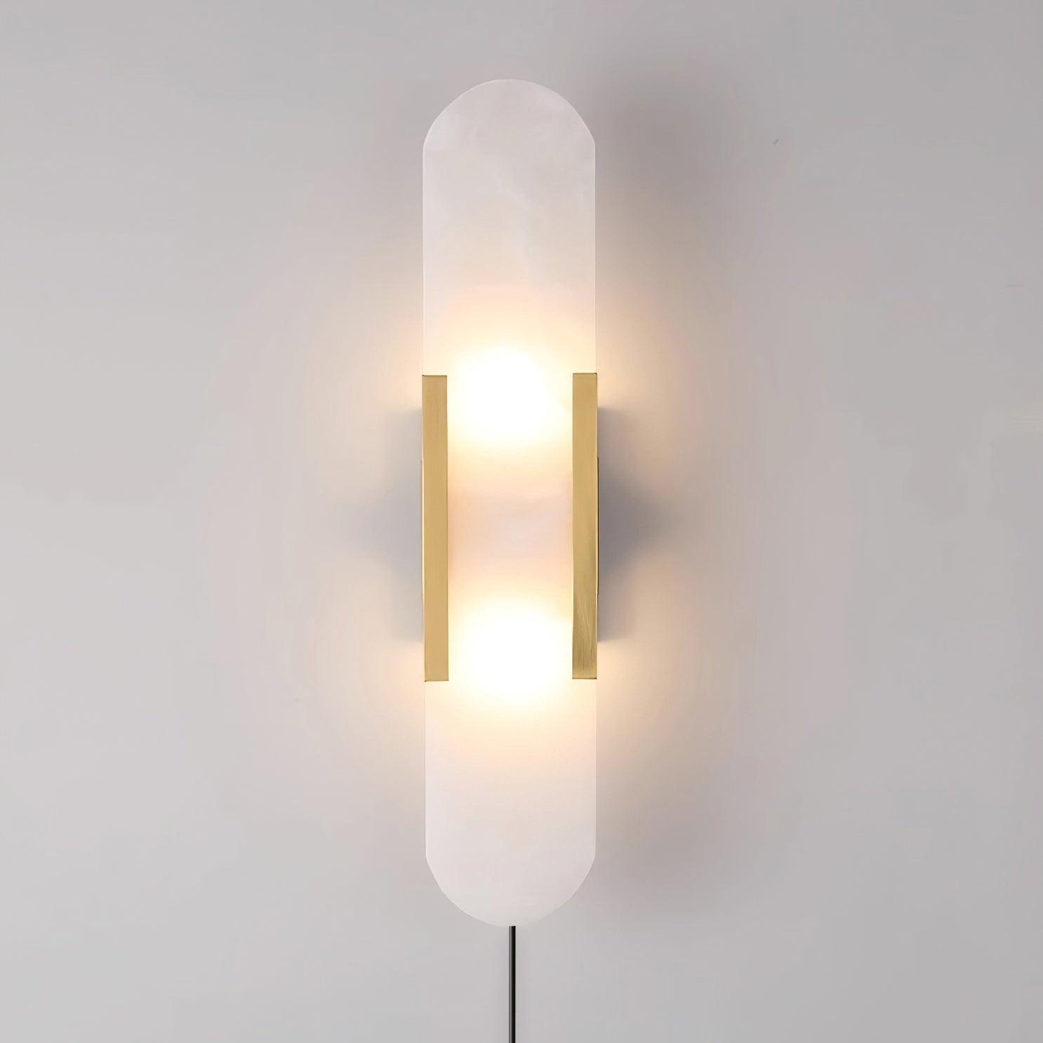 Elongated Alabaster Wall Sconce Plug In Bracket Light for Modern Home Decor