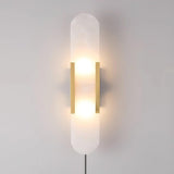 Elongated Alabaster Wall Sconce Plug In Bracket Light for Modern Home Decor