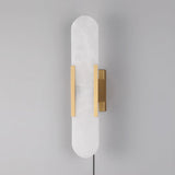 Elongated Alabaster Wall Sconce Plug In Bracket Light for Modern Home Decor