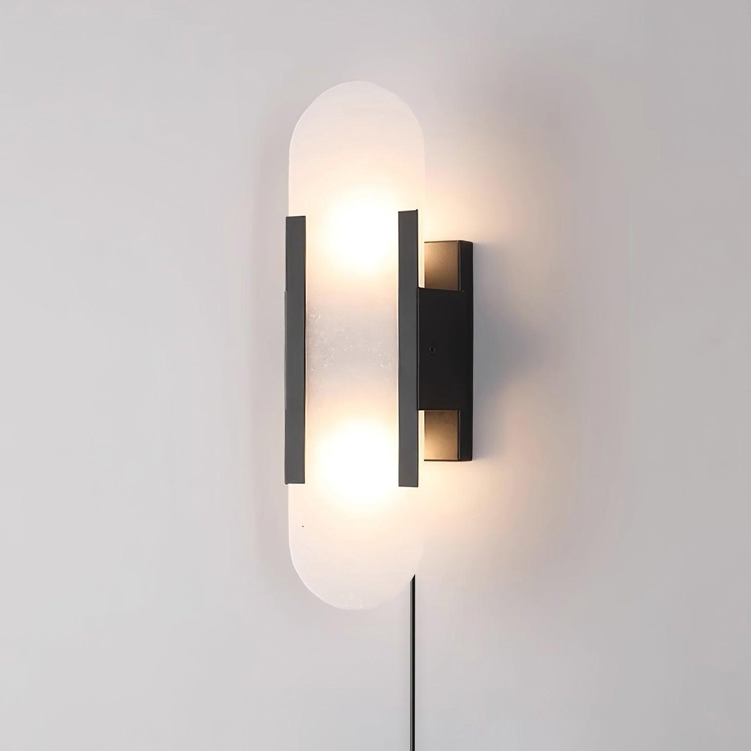 Elongated Alabaster Wall Sconce Plug In Bracket Light for Modern Home Decor