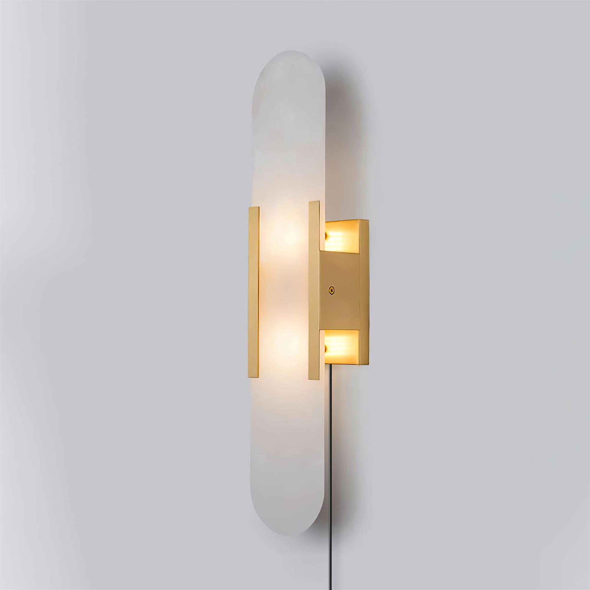 Elongated Alabaster Wall Sconce Plug In Bracket Light for Modern Home Decor