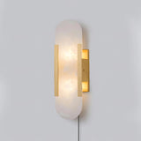 Elongated Alabaster Wall Sconce Plug In Bracket Light for Modern Home Decor