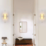 Elongated Alabaster Wall Sconce Plug In Bracket Light for Modern Home Decor