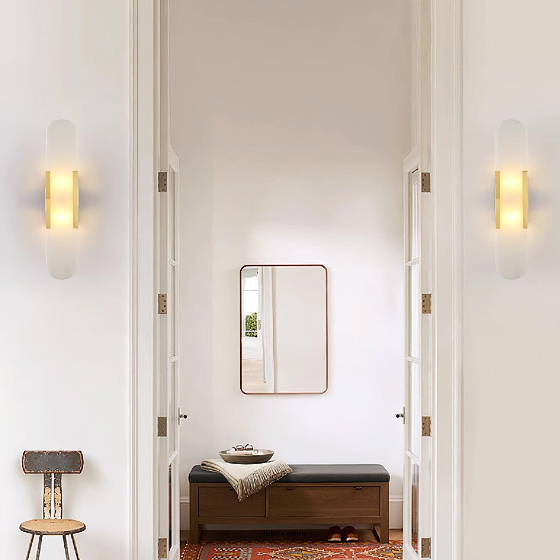 Elongated Alabaster Wall Sconce Plug In Bracket Light for Modern Home Decor