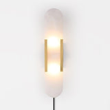 Elongated Alabaster Wall Sconce Plug In Bracket Light for Modern Home Decor