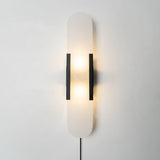 Elongated Alabaster Wall Sconce Plug In Bracket Light for Modern Home Decor