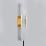 Elongated Alabaster Wall Sconce Plug In Bracket Light for Modern Home Decor