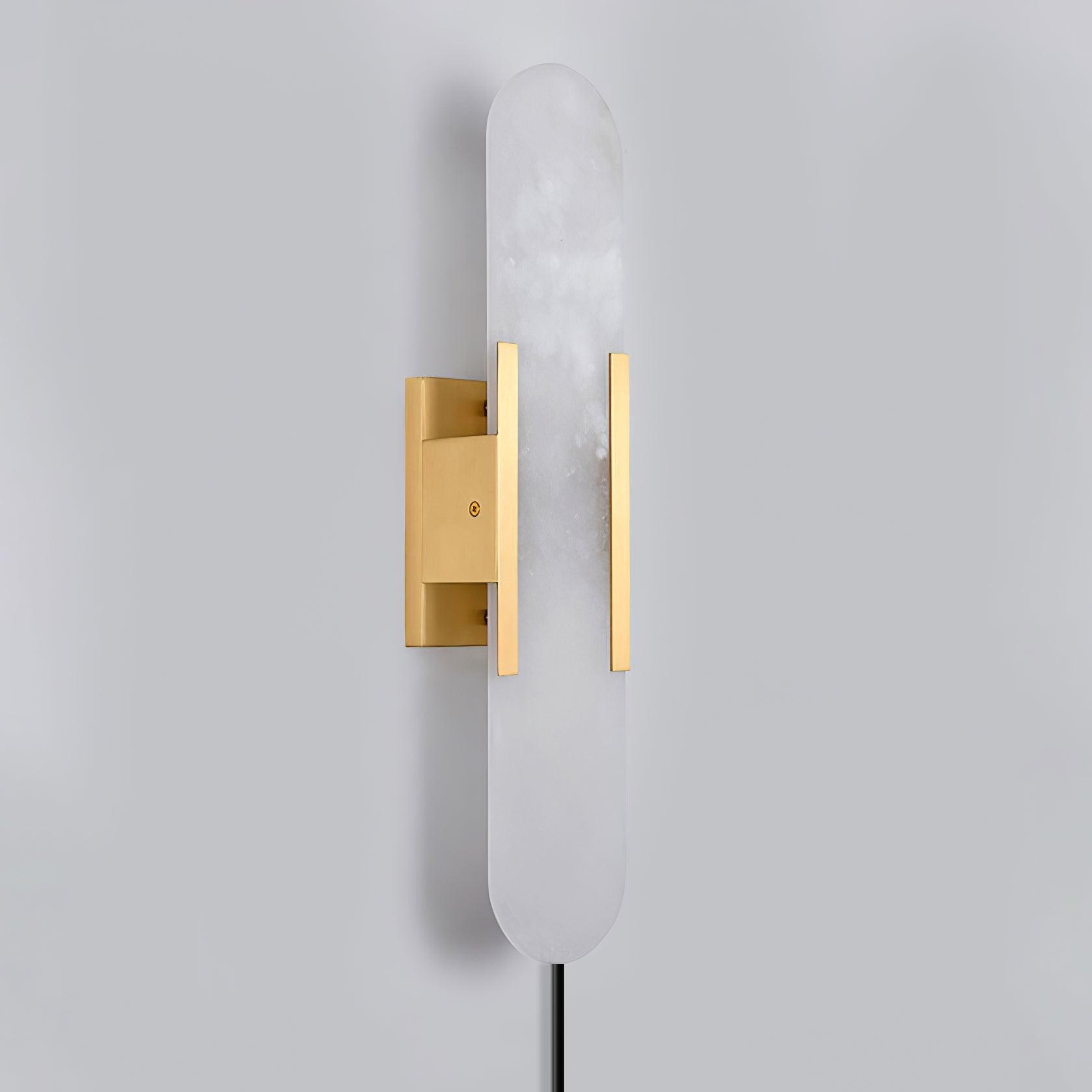 Elongated Alabaster Wall Sconce Plug In Bracket Light for Modern Home Decor