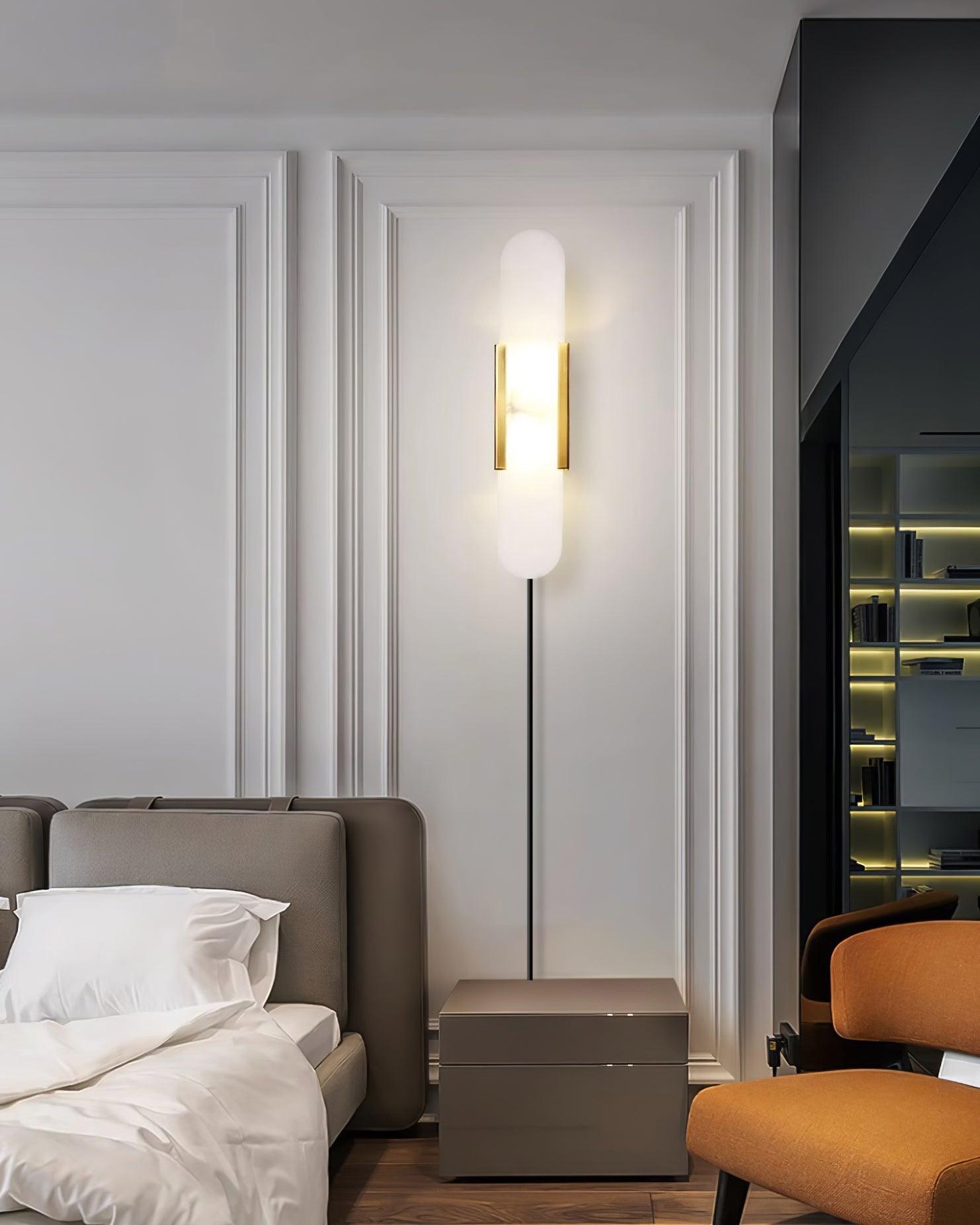 Elongated Alabaster Wall Sconce Plug In Bracket Light for Modern Home Decor