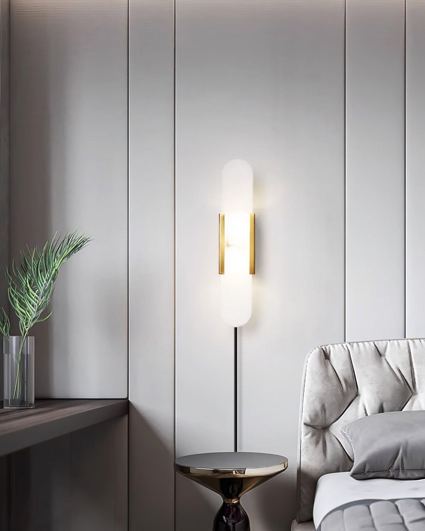 Elongated Alabaster Wall Sconce Plug In Bracket Light for Modern Home Decor