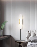 Elongated Alabaster Wall Sconce Plug In Bracket Light for Modern Home Decor