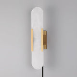 Elongated Alabaster Wall Sconce Plug In Bracket Light for Modern Home Decor