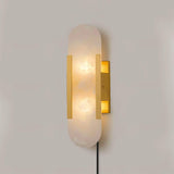 Elongated Alabaster Wall Sconce Plug In Bracket Light for Modern Home Decor