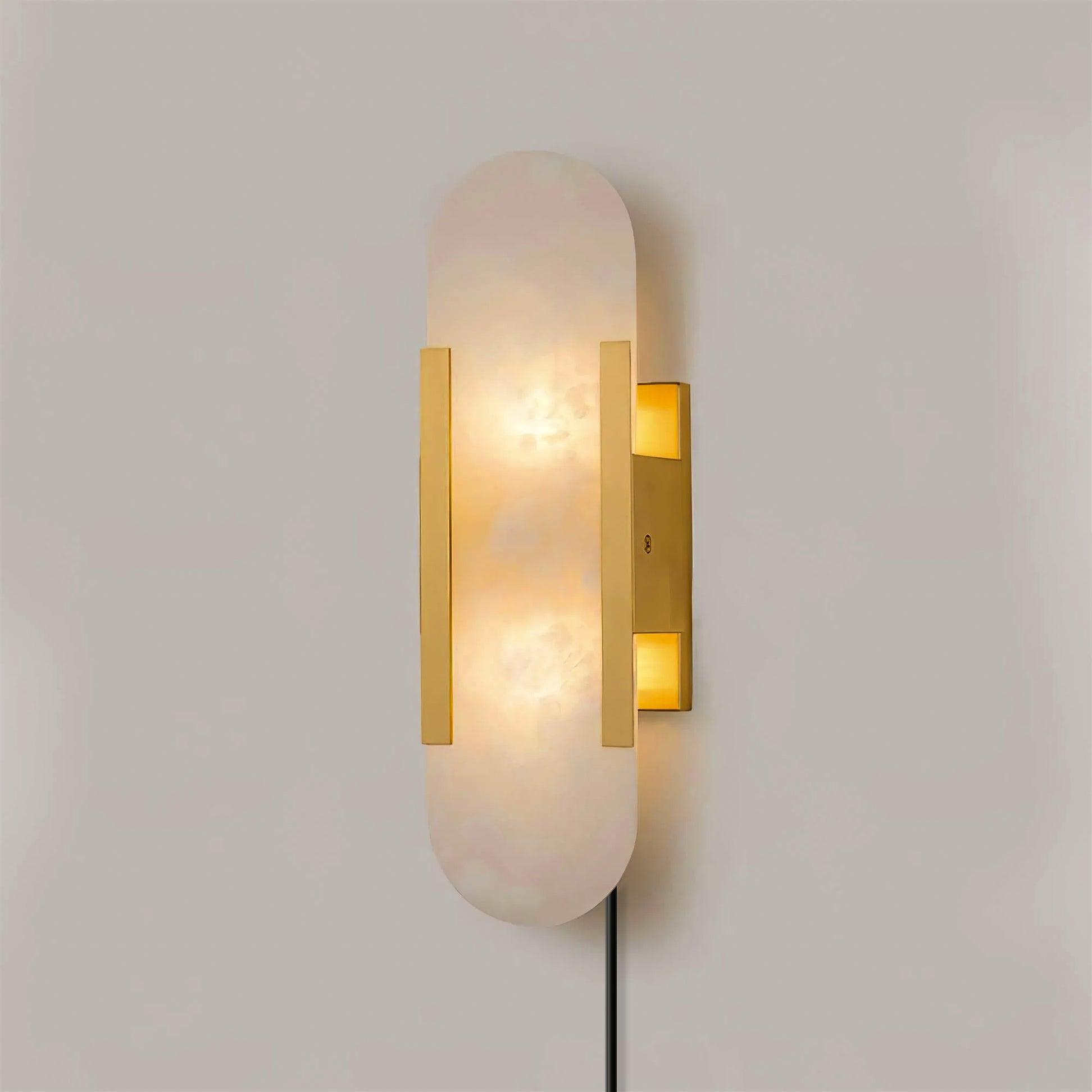 Elongated Alabaster Wall Sconce Plug In Bracket Light for Modern Home Decor