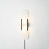 Elongated Alabaster Wall Sconce Plug In Bracket Light for Modern Home Decor