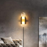 Elongated Alabaster Wall Sconce Plug In Bracket Light for Modern Home Decor