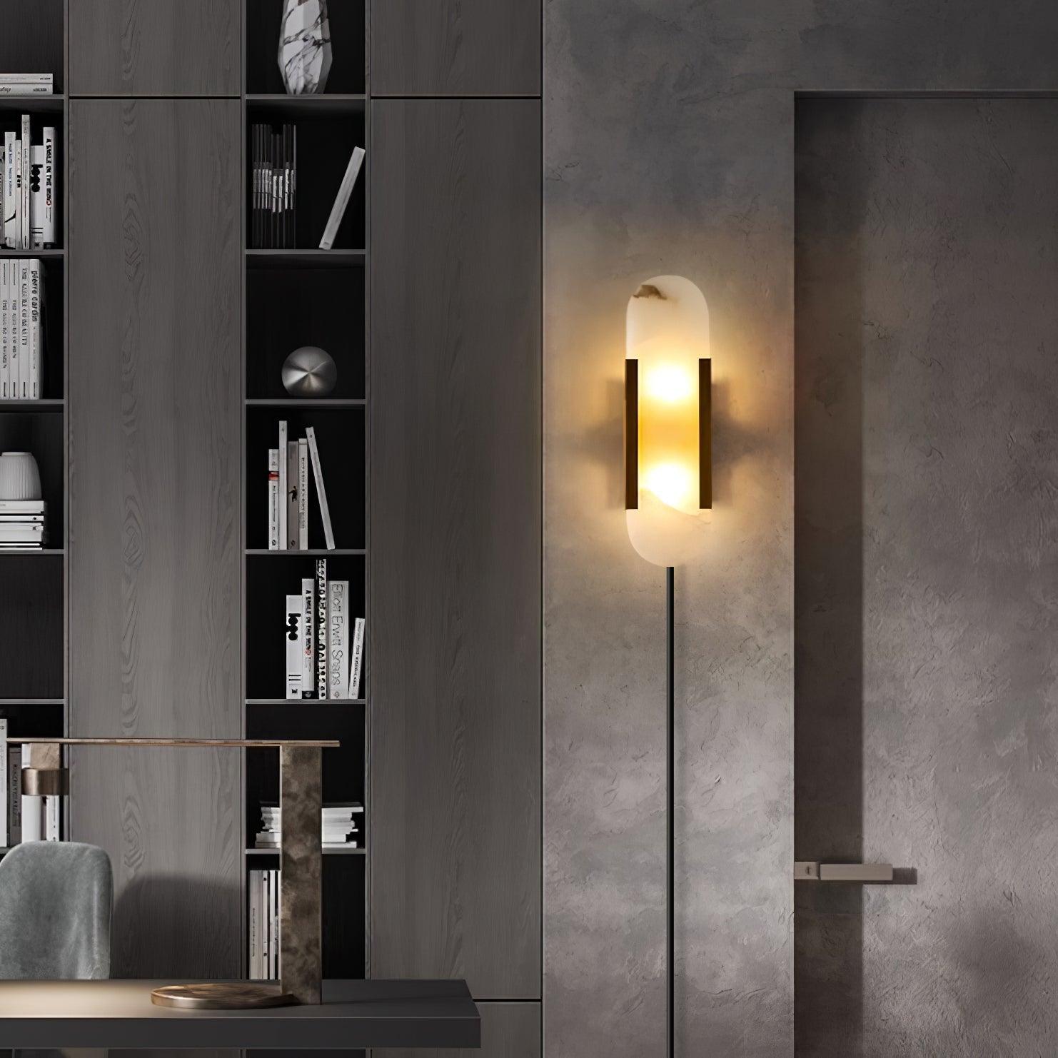 Elongated Alabaster Wall Sconce Plug In Bracket Light for Modern Home Decor
