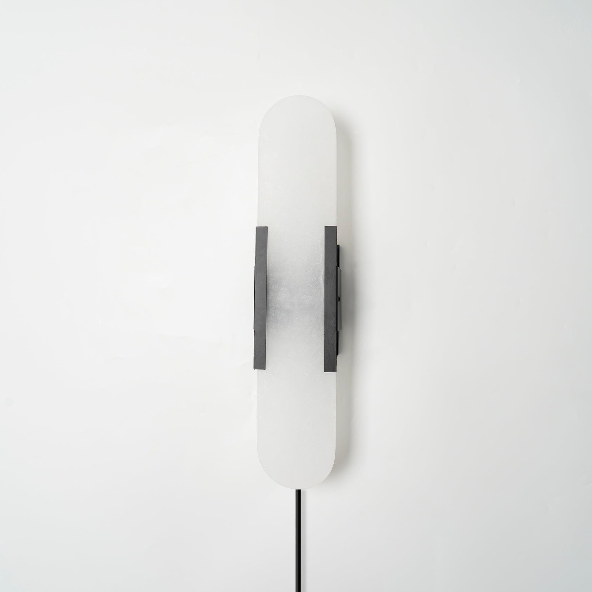 Elongated Alabaster Wall Sconce Plug In Bracket Light for Modern Home Decor