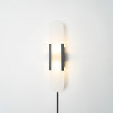 Elongated Alabaster Wall Sconce Plug In Bracket Light for Modern Home Decor