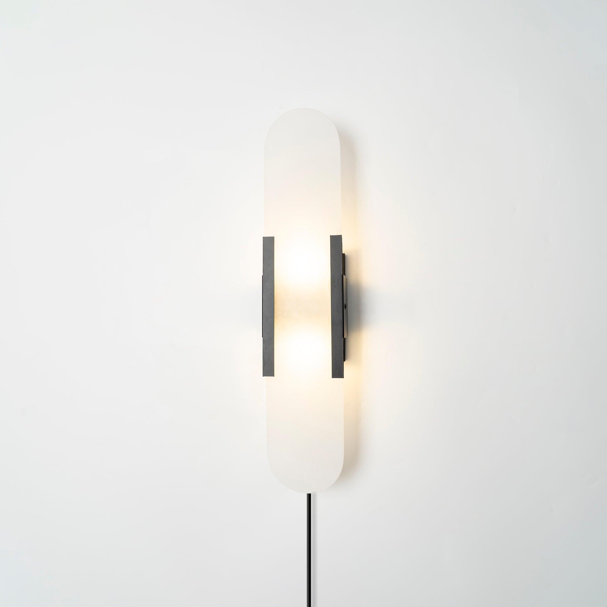 Elongated Alabaster Wall Sconce Plug In Bracket Light for Modern Home Decor