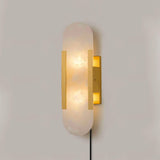 Elongated Alabaster Wall Sconce Plug In Bracket Light for Modern Home Decor