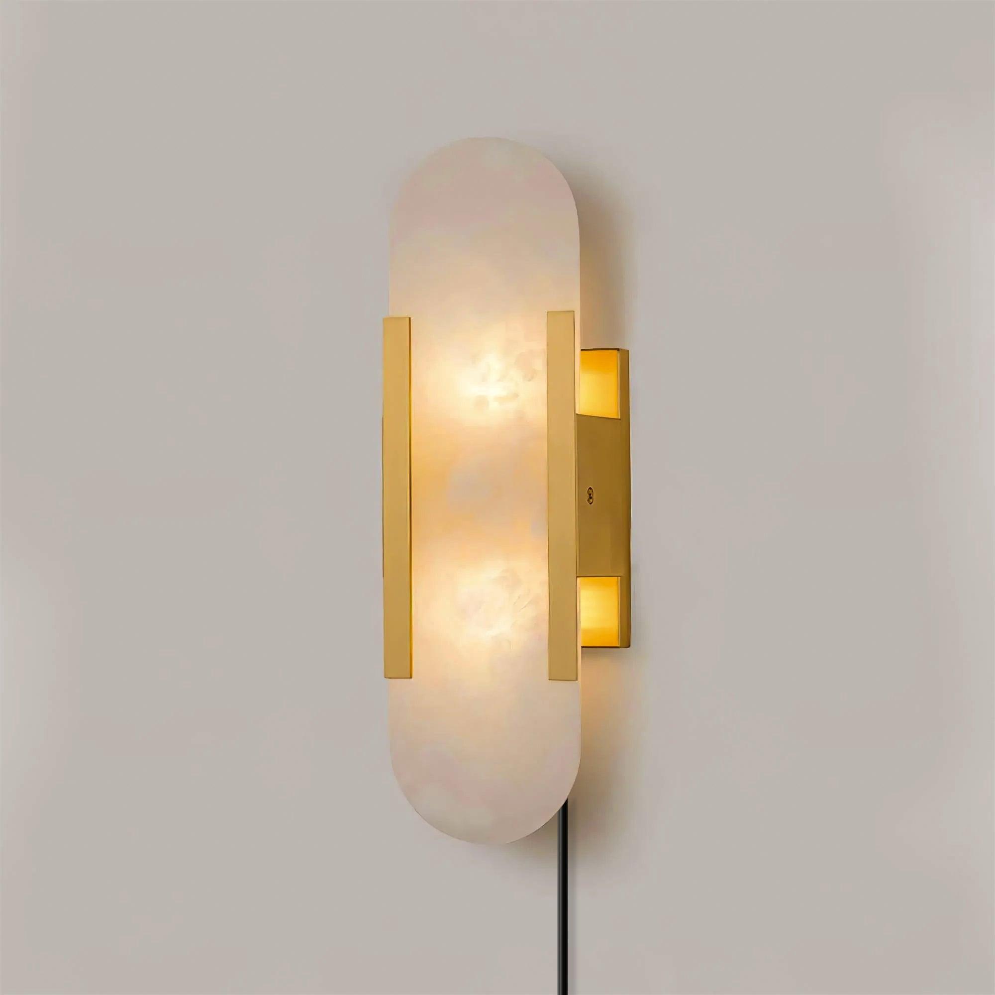 Elongated Alabaster Wall Sconce Plug In Bracket Light for Modern Home Decor