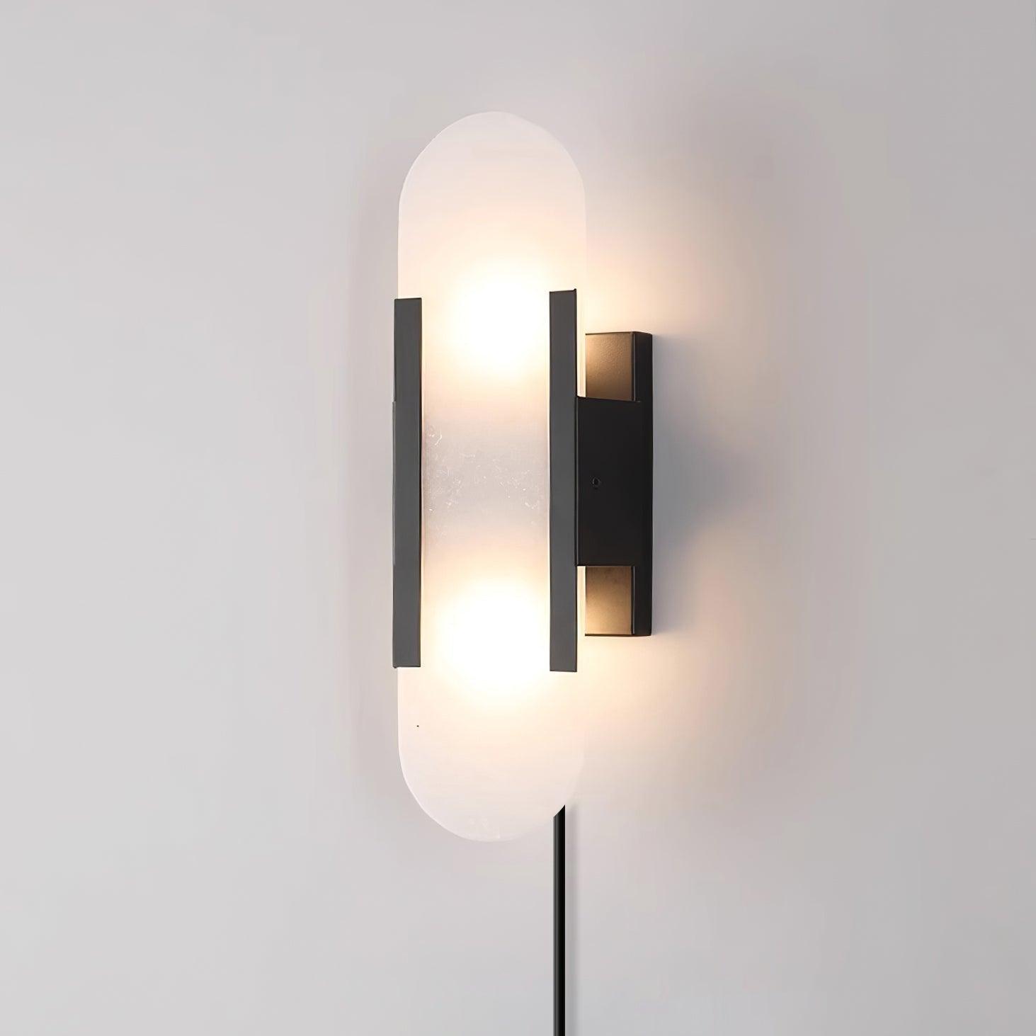 Elongated Alabaster Wall Sconce Plug In Bracket Light for Modern Home Decor