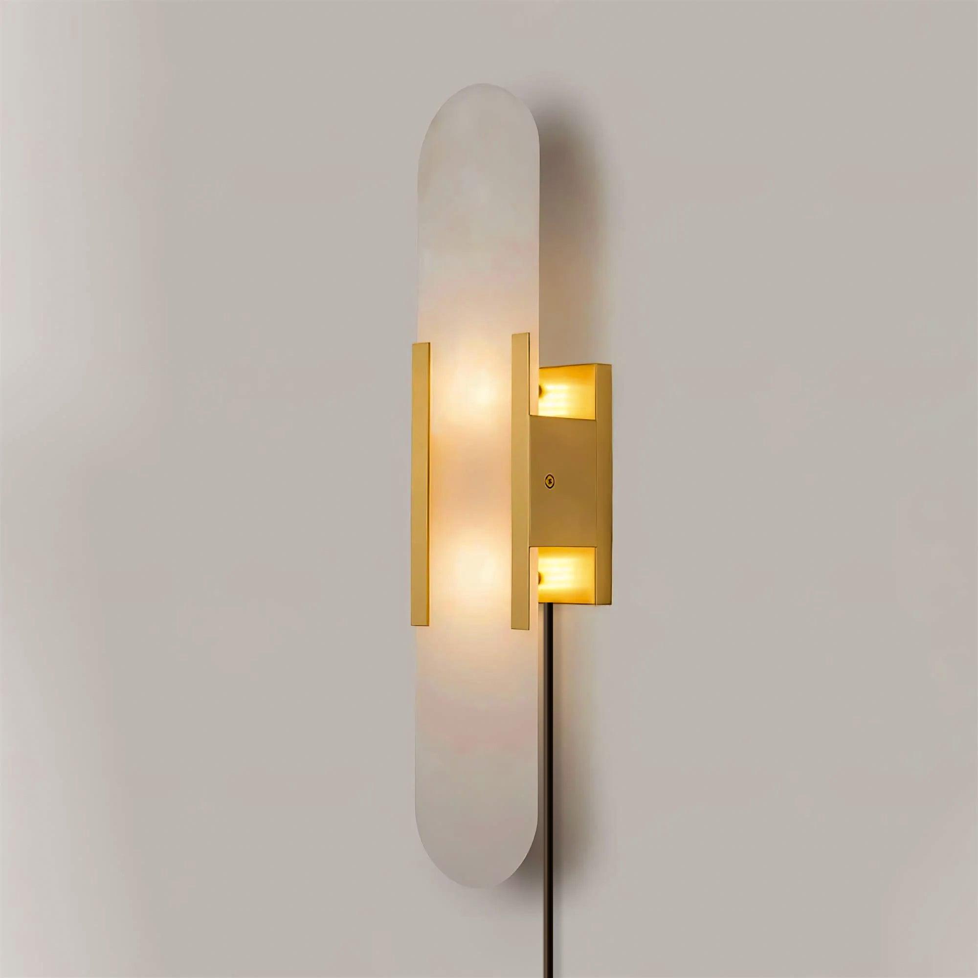 Elongated Alabaster Wall Sconce Plug In Bracket Light for Modern Home Decor