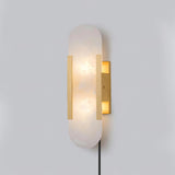 Elongated Alabaster Wall Sconce Plug In Bracket Light for Modern Home Decor