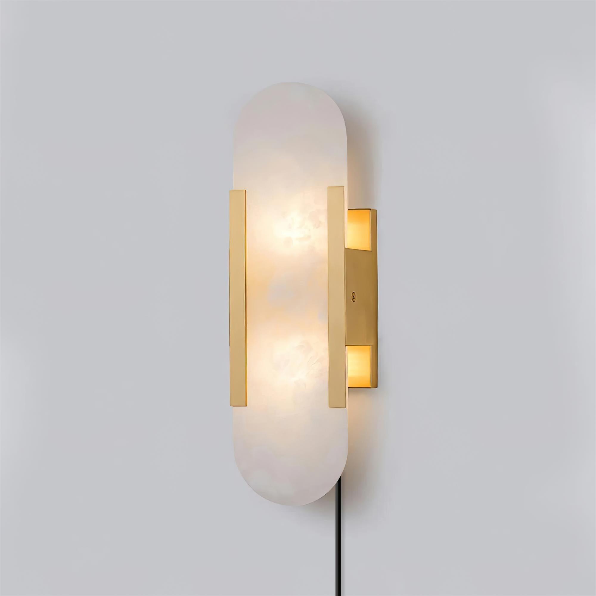 Elongated Alabaster Wall Sconce Plug In Bracket Light for Modern Home Decor