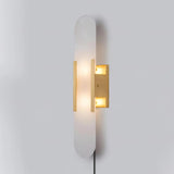 Elongated Alabaster Wall Sconce Plug In Bracket Light for Modern Home Decor