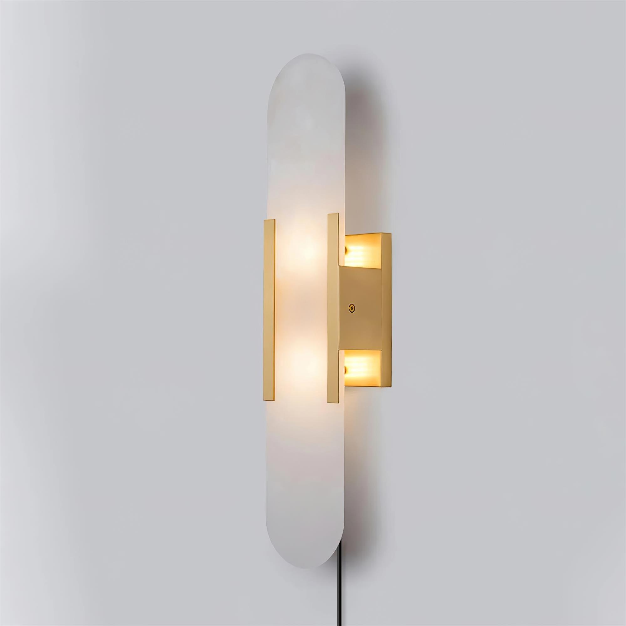 Elongated Alabaster Wall Sconce Plug In Bracket Light for Modern Home Decor