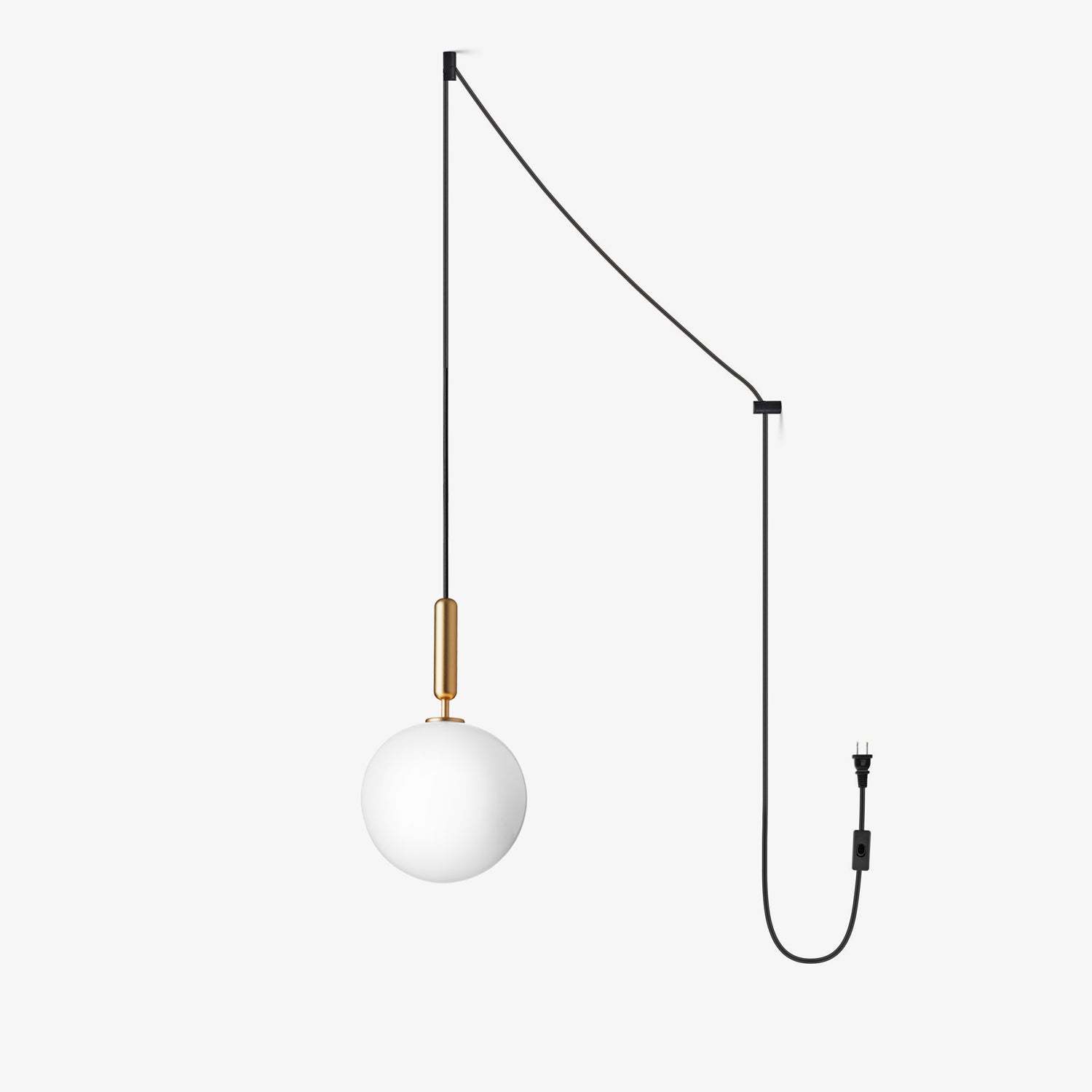 Elysian Glow Glass Sphere Pendant Swag Light with Brass Finish and Plug In Cord