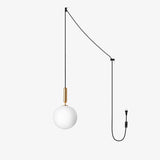 Elysian Glow Glass Sphere Pendant Swag Light with Brass Finish and Plug In Cord